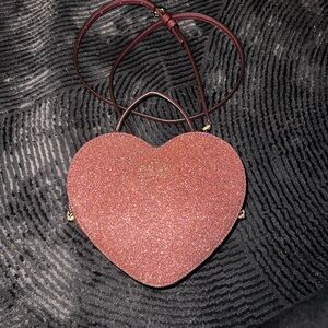 Kate Spade Burgundy Glitter Heart Mini Bag